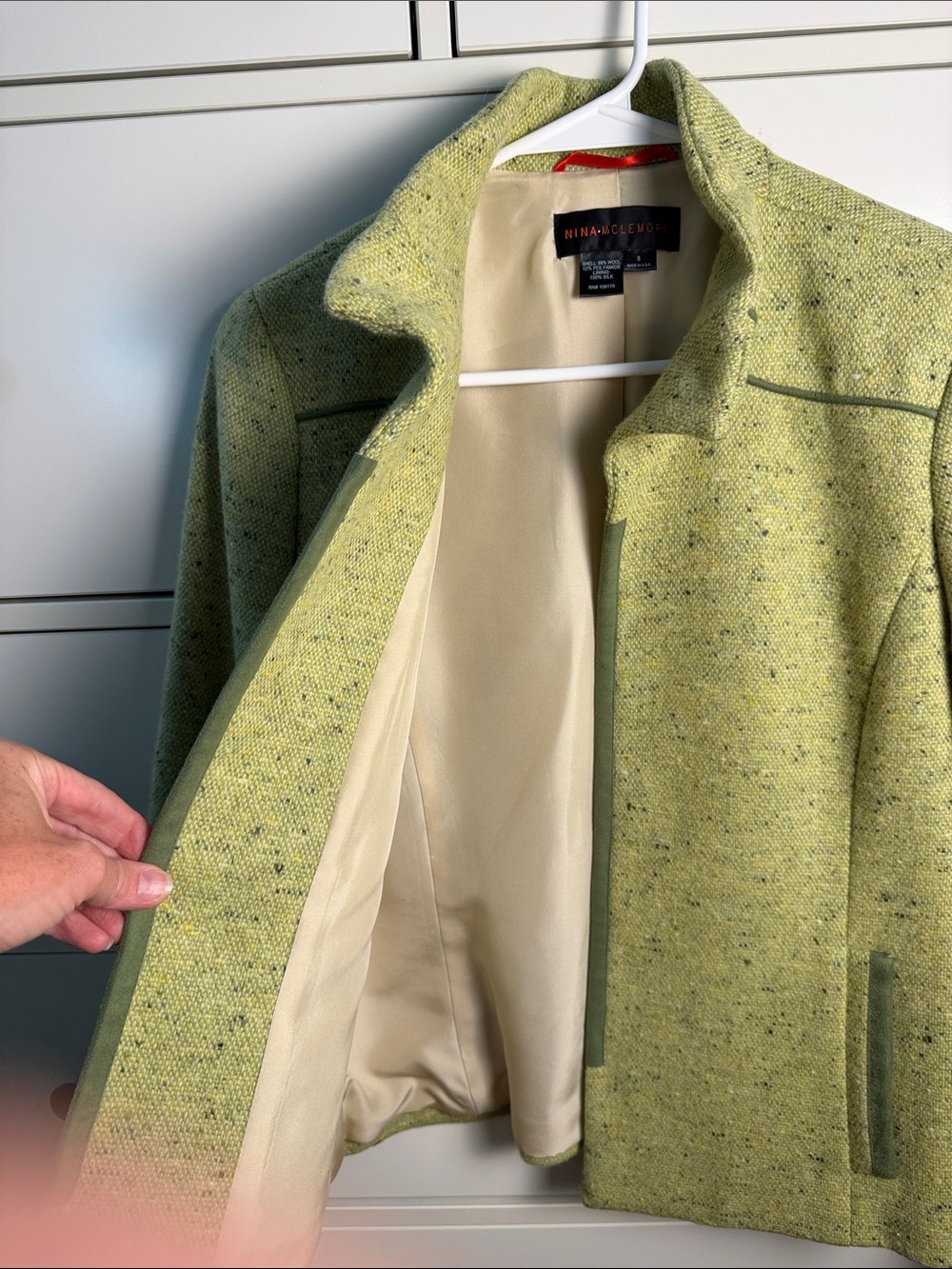 Nina Mclemore Set- Lime Green Tweed Blazer and 100% Silk Matching Top - Picture 11 of 16
